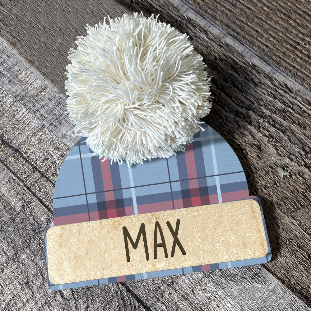 Custom Family Name Beanie Hat Ornament, Christmas Gift AE
