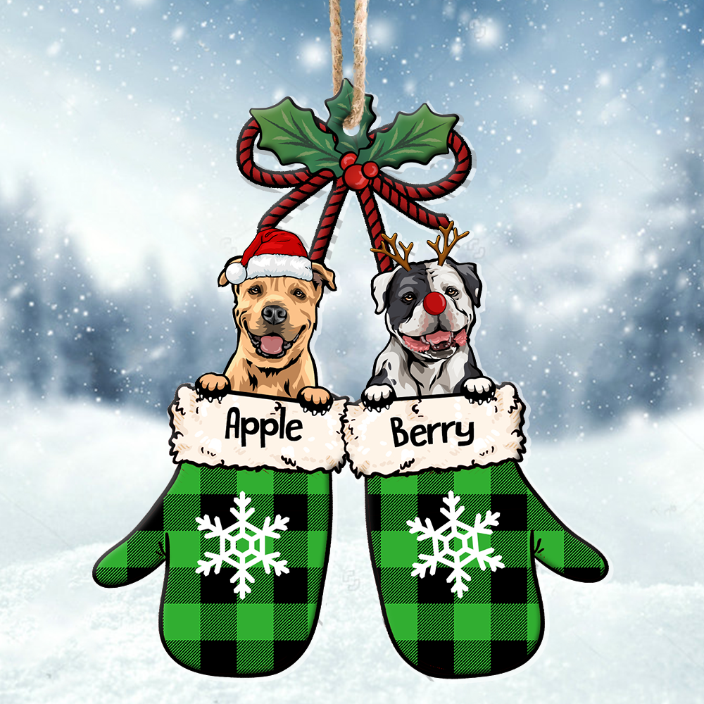 Personalized Dog Peeking Christmas Santa Stocking Wood Ornament, Customized Holiday Ornament AE