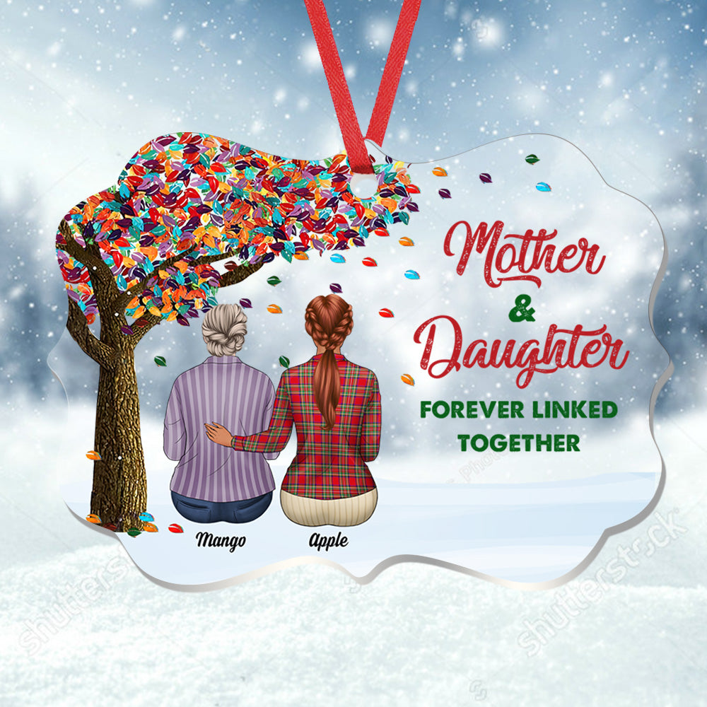 Personalized Mom Grandma Tree Daughters Acrylic Benelux Ornament, Customized Holiday Ornament AE