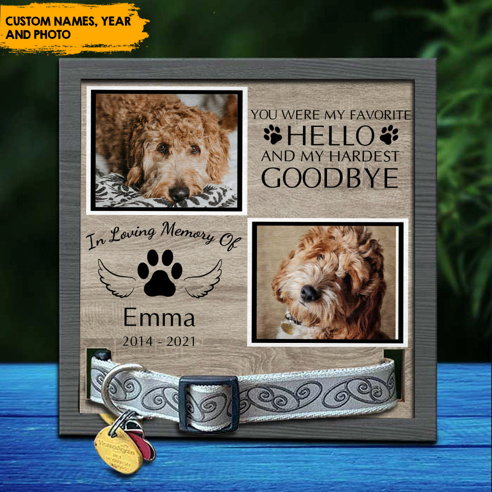 Two Photos Pet memorial Pet Loss - Pet Collar Holder AA
