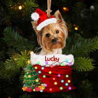 Thumbnail for Personalized Upload Photo Dog Christmas Santa Acrylic Ornament, Customized Holiday Ornament AE