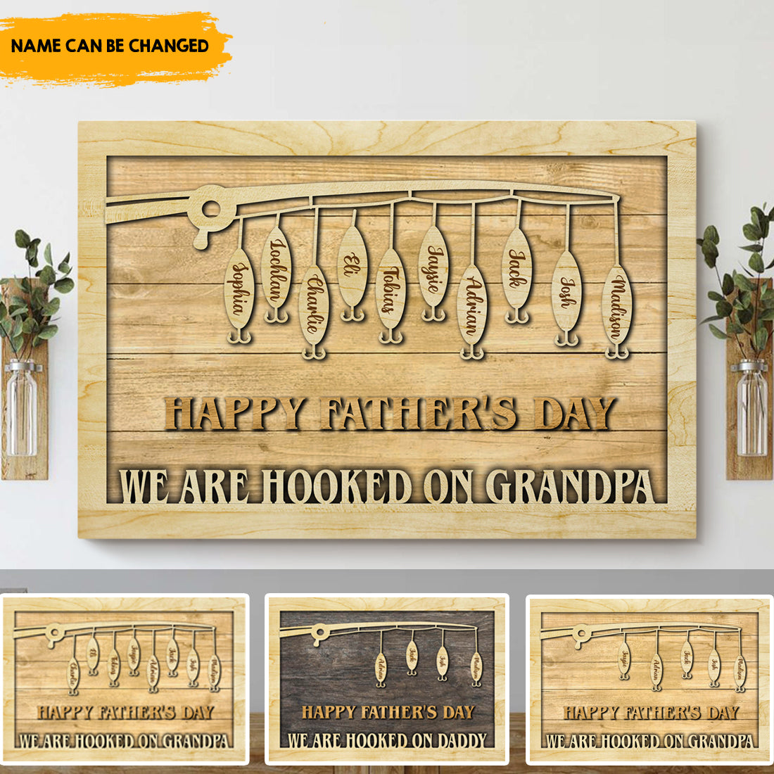 WE ARE HOOKED ON GRANDPA/DADDY - Personalized Canvas AK