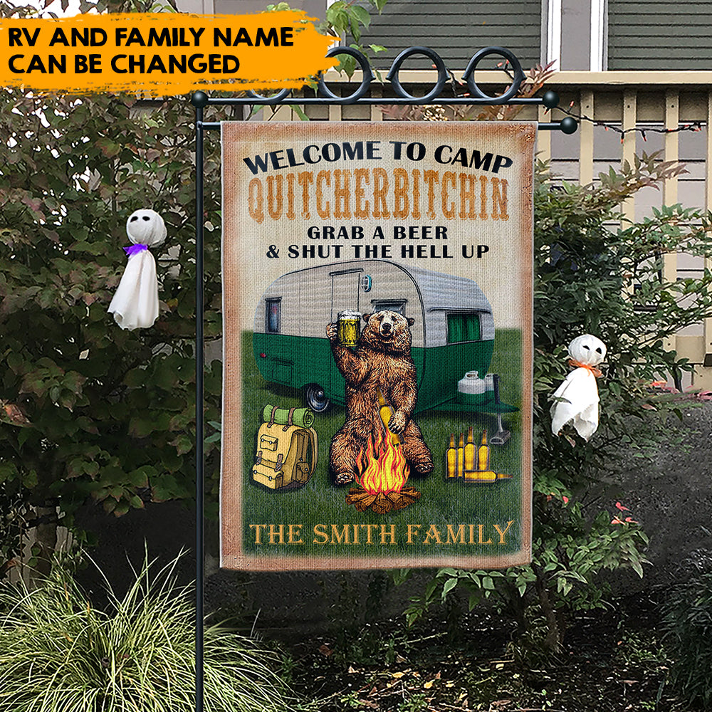 Funny Welcome Garden Flag, Camping Flag - Personalized Garden Flag AD