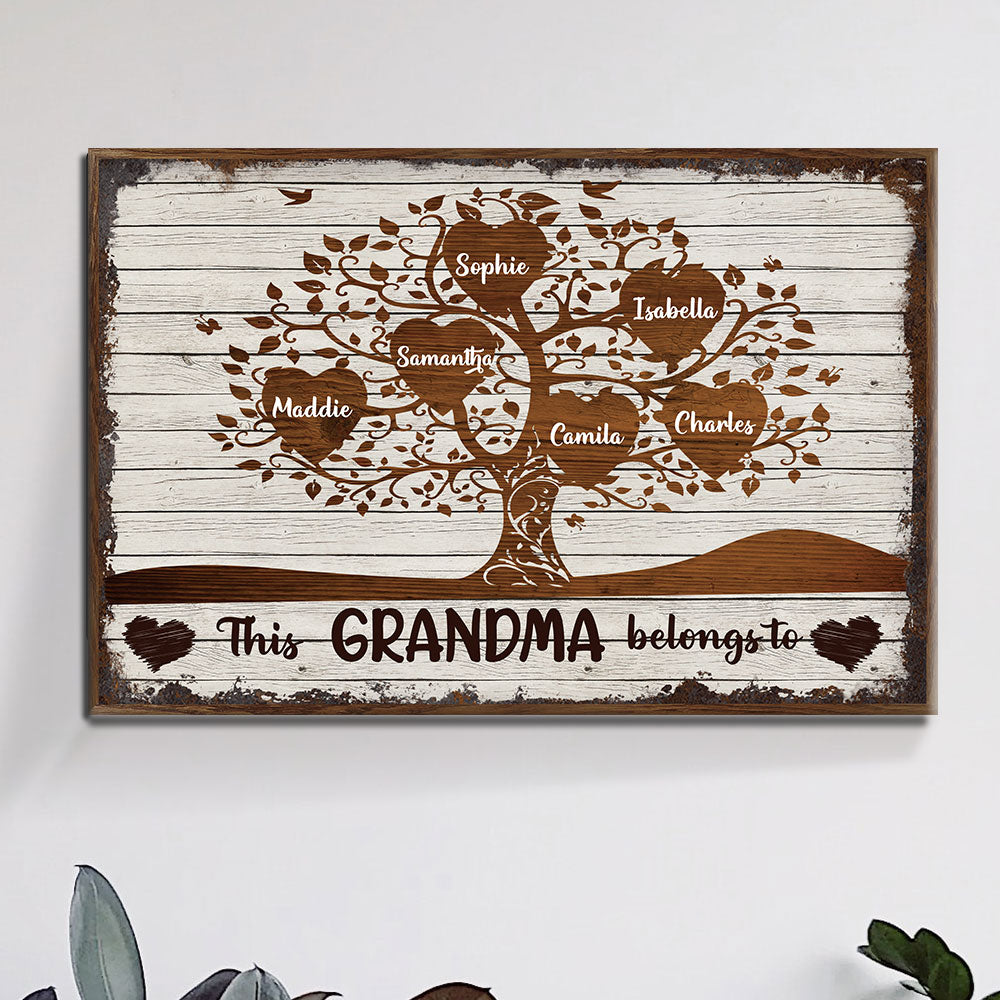 This Grandma Belongs To Personalized Canvas Wall Art AK