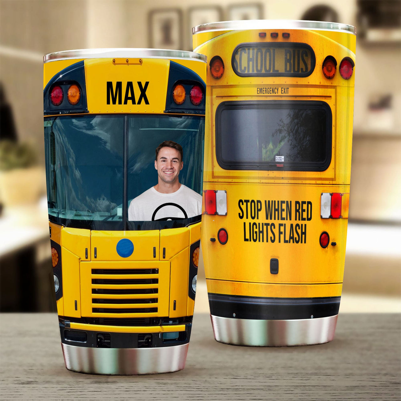 Custom Photo Bus Driver Tumbler, Gift For Bus Driver AA