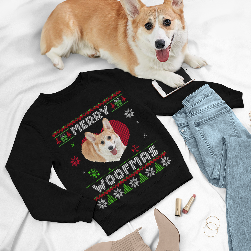 Pet In My Heart Photo Ugly Christmas Sweatshirt, All-Over-Print Sweatshirt AB