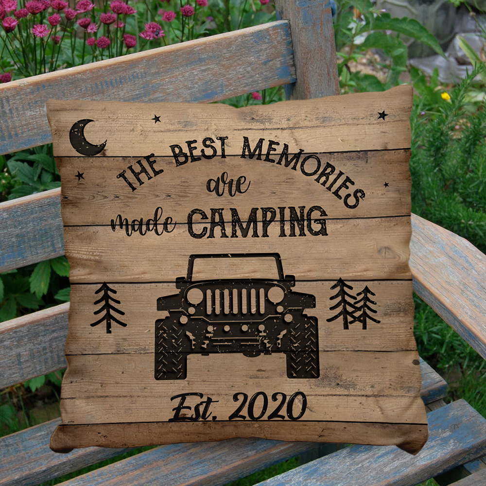 Custom Happy Campers Camping Pillow, Gift For Camper AD