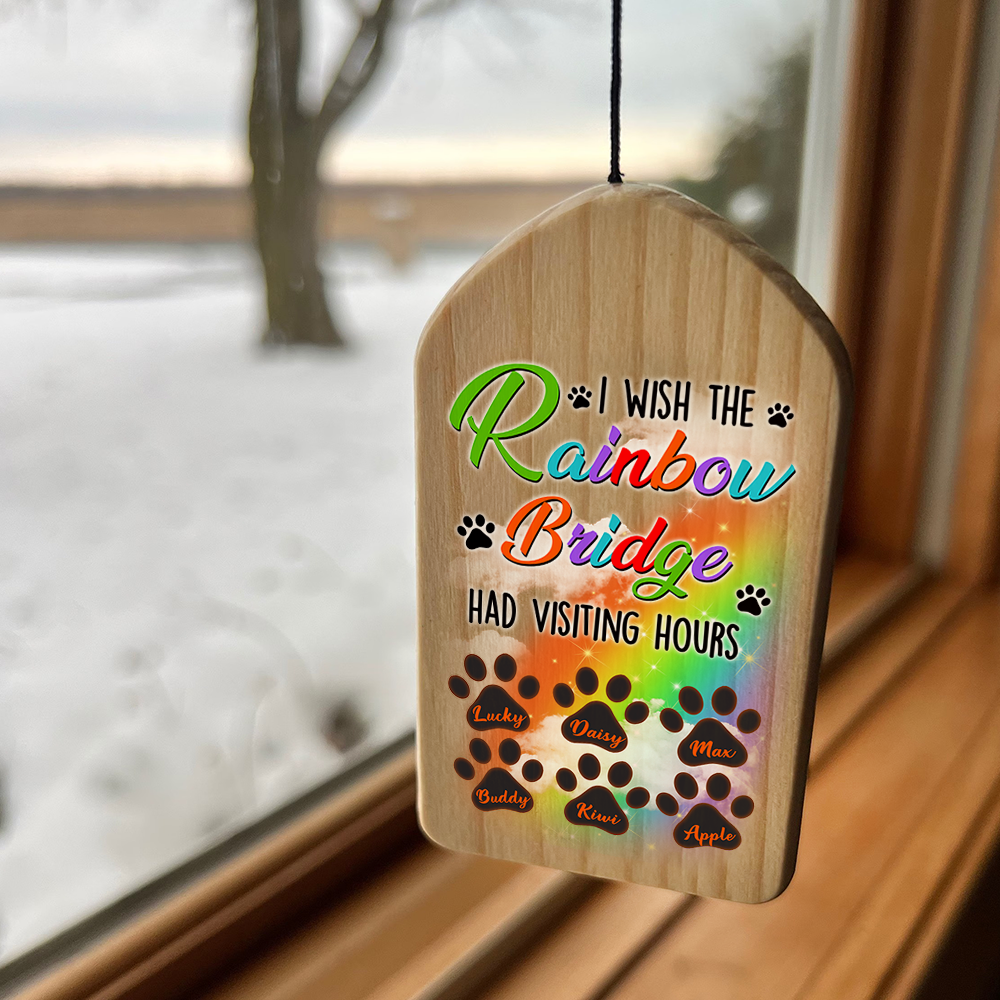 Personalized My Heart At The Rainbow Memorial Wind Chime, Sympathy Gift AZ