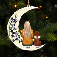 Thumbnail for Personalized I Love You To The Moon And Back Dog Memorial Wood Ornament Cutout AE