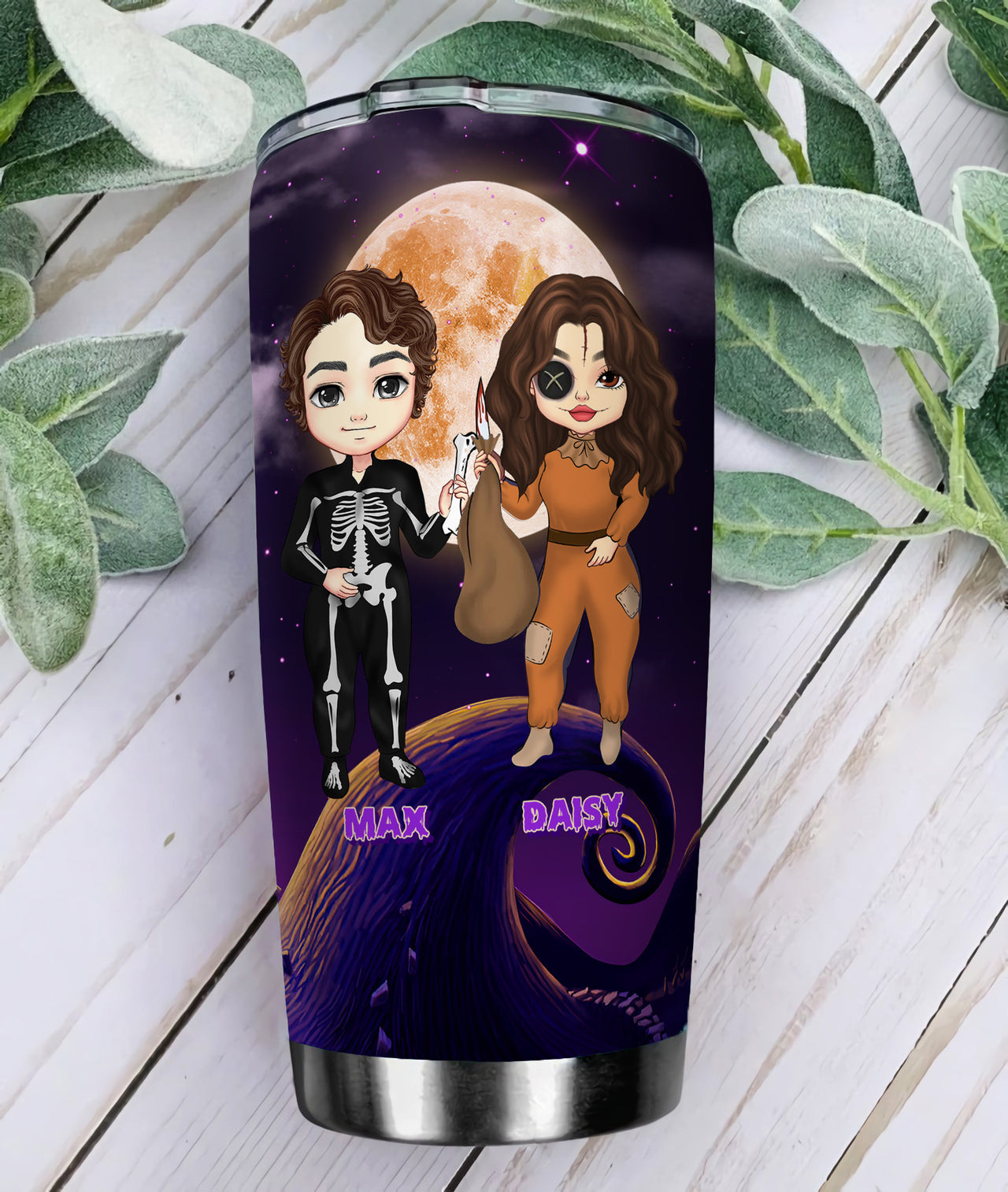 Personalized I Love You To The Moon And Back Halloween Couple Tumbler, Love Gift AA