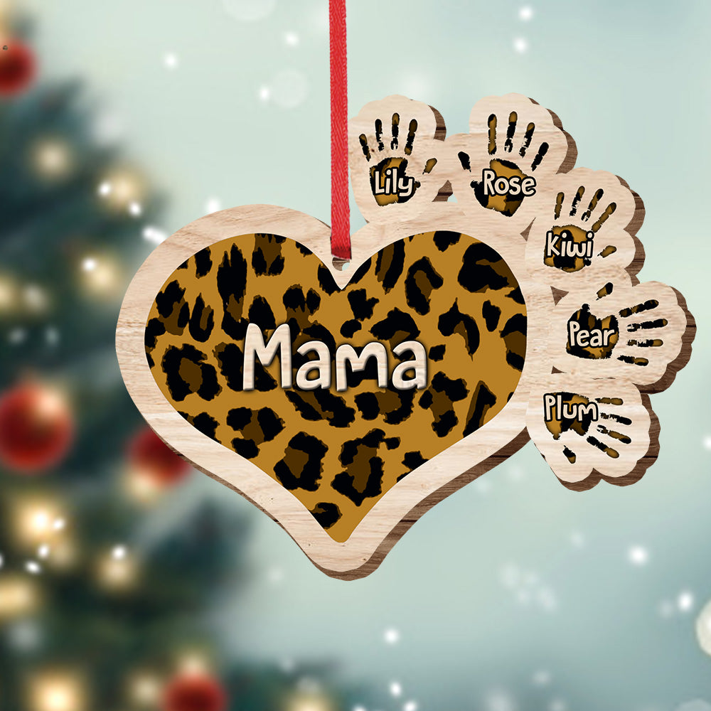 Gift For Grandma Hands Christmas Wood Ornament, Customized Holiday Ornament AE
