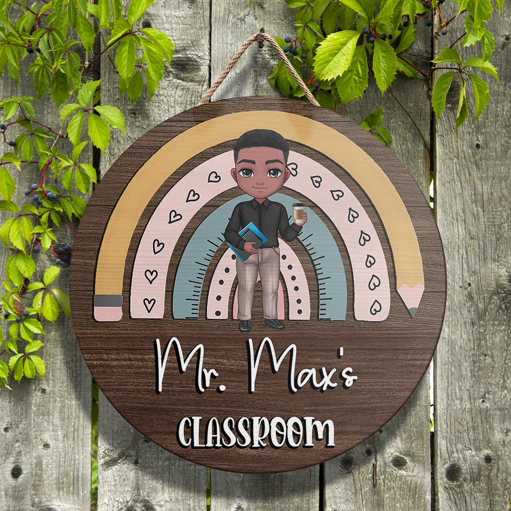 Personalized Rainbown Teacher Wood Sign, DIY Gift For Back To School Z