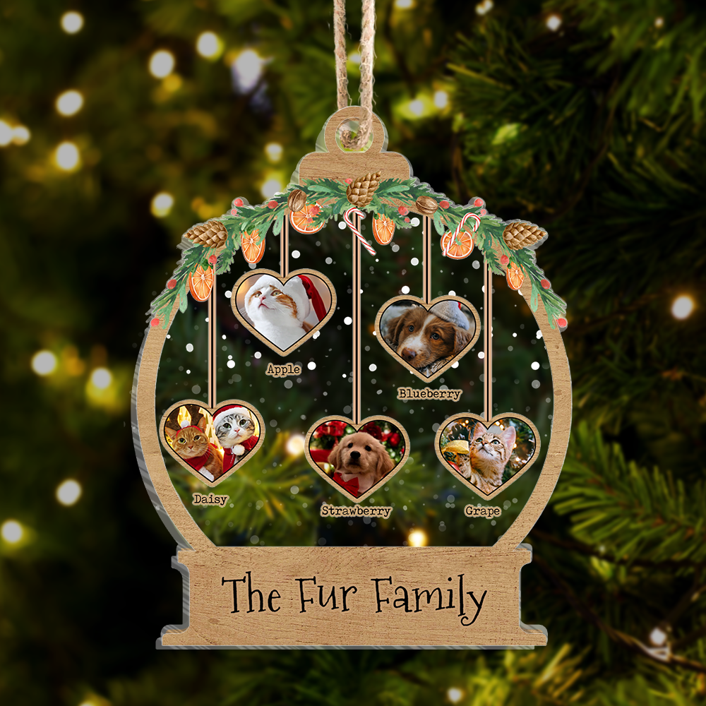 Upload Photo Heart Personalized Christmas Gift For Family Friends Printed Acrylic Ornament, Customized Holiday Ornament AE