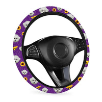 Thumbnail for Personalized Dog Cat Face Sunflower Pattern Steering Wheel Cover, Pet Lover Gift FC