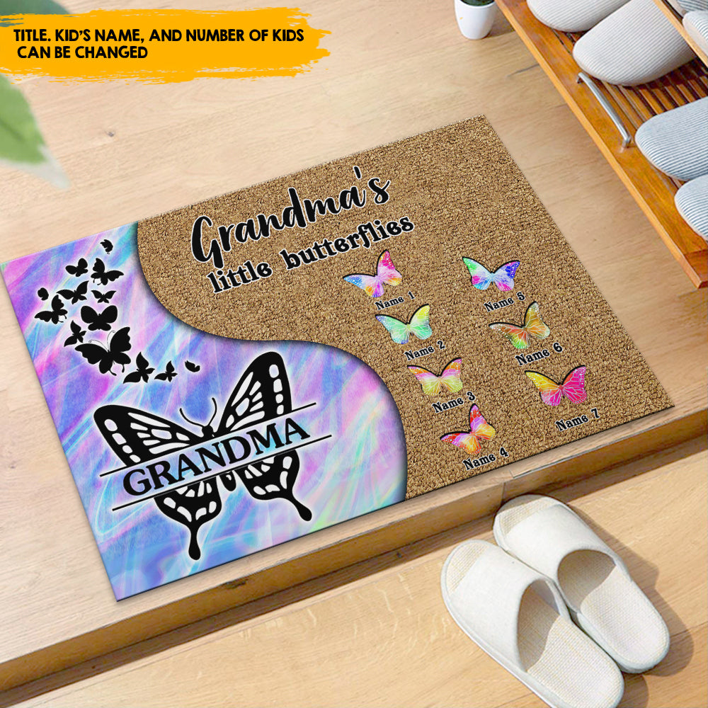 Grandma's Little Butterflies - Personalized Hologram Doormat, Mother's Day AB