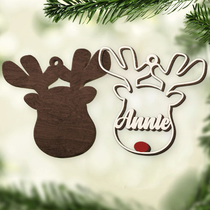 Reindeer Christmas - Personalized Shaped Ornament - Christmas Gift AE