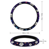 Thumbnail for Custom Neon Pawprints Dog Cat Photo Car Steering Wheel Cover, Pet Lover Gift JonxiFon
