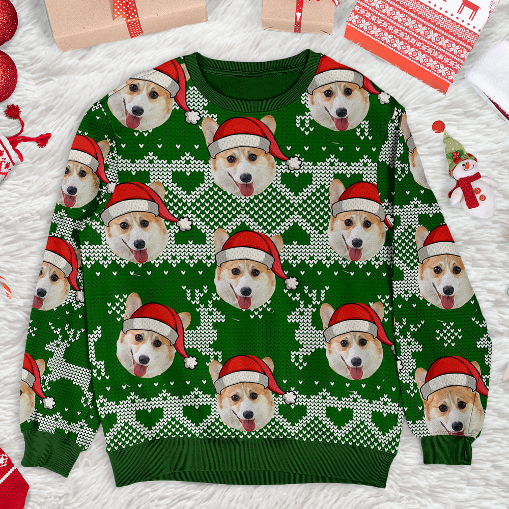 I Love My Pet Photo Ugly Christmas Sweatshirt, All-Over-Print Sweatshirt AB