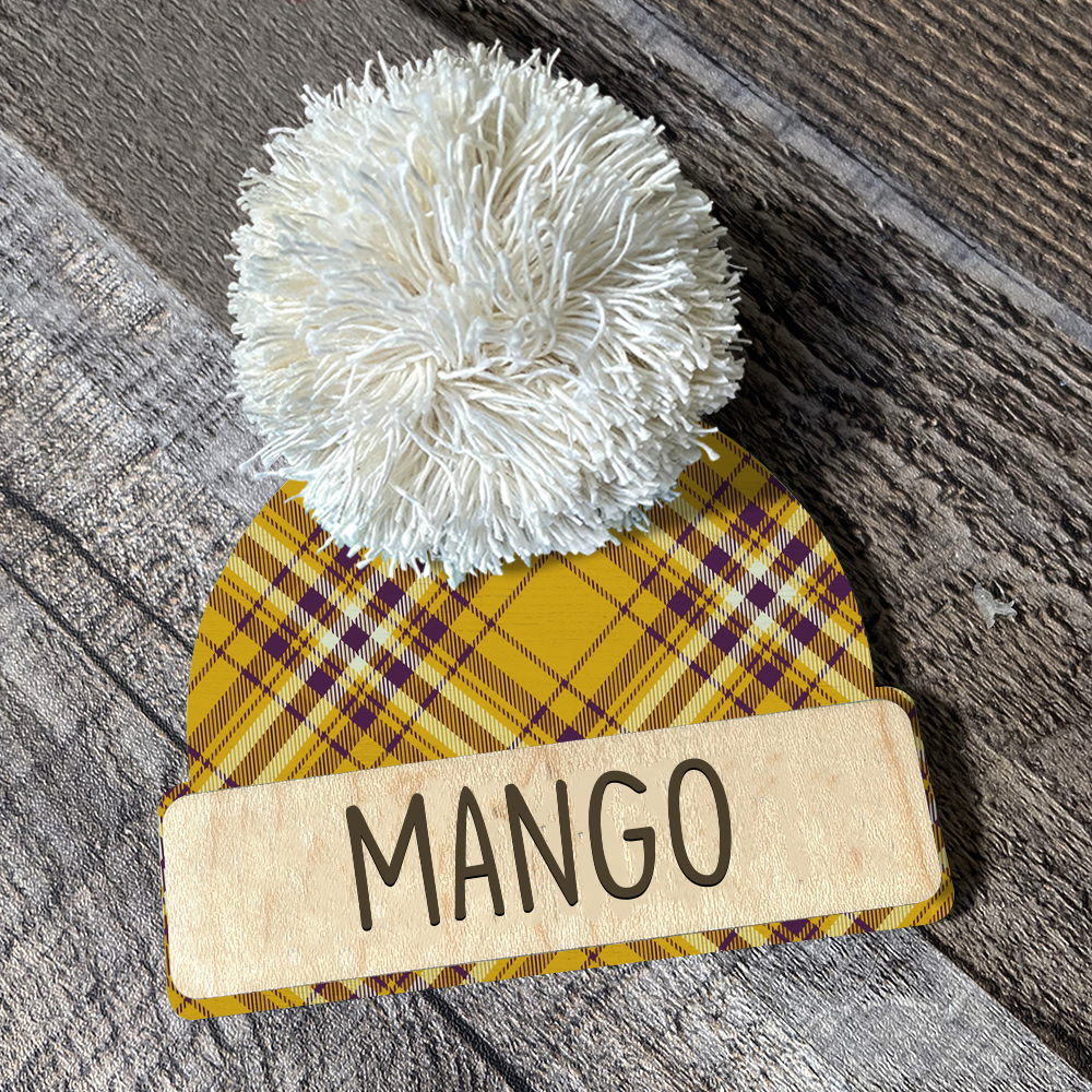 Custom Family Name Beanie Hat Ornament, Christmas Gift AE