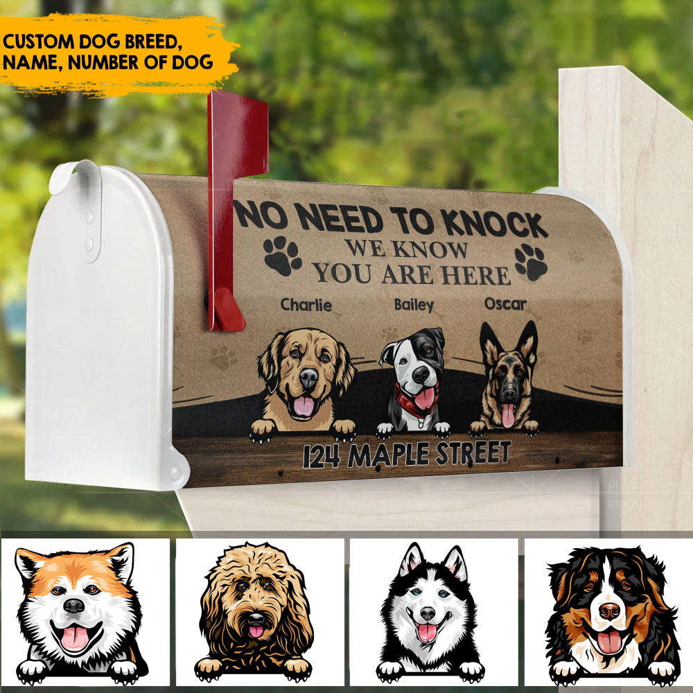 No need to knock Address Magnetic Mailbox Cover, Dog Lover Gift AF