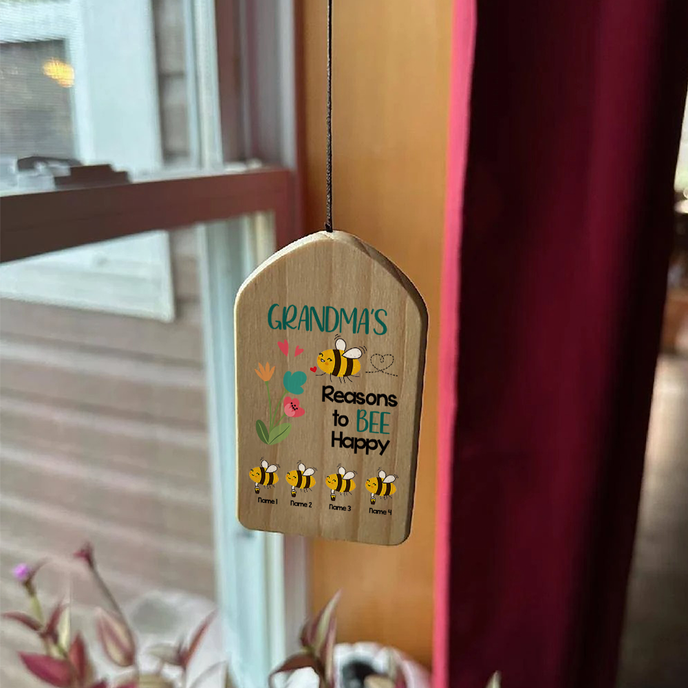 Personalized Reason To Bee Happy Wind Chime Mom Grandma, Gift For Grandma AZ