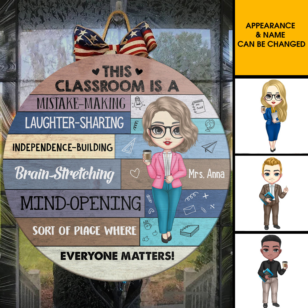 Everyone Matters Teacher Door Sign, Classroom Welcome Door Hanger Z