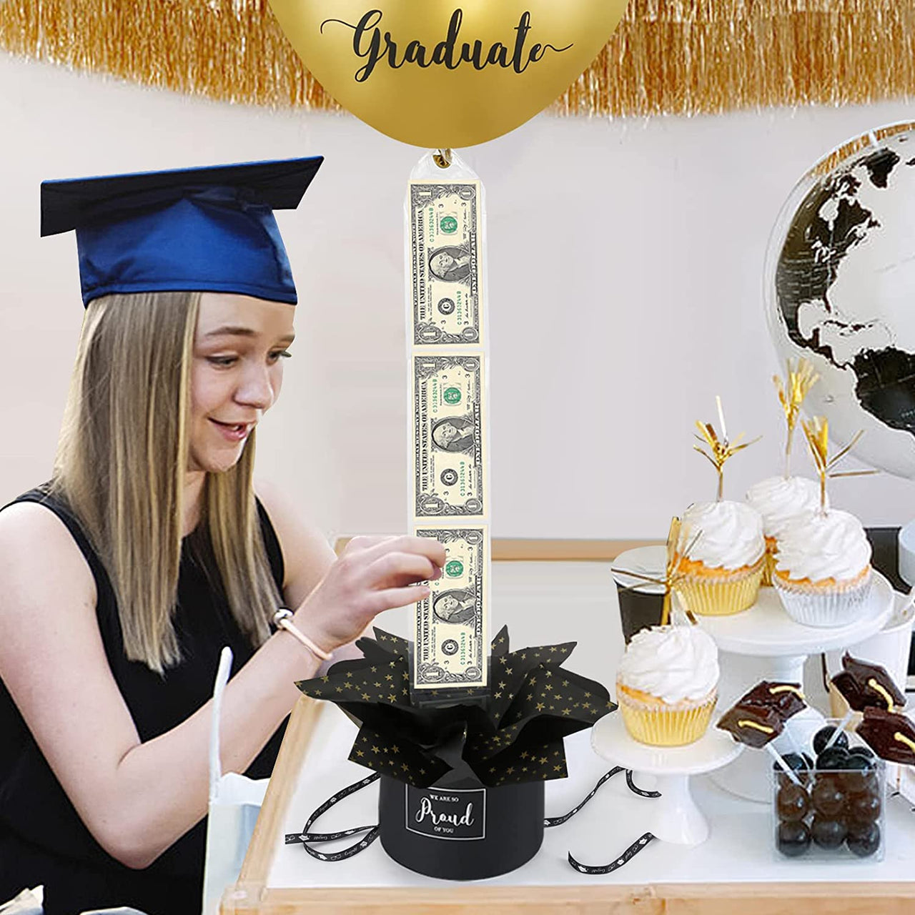 Surprise Cash Box, 2024 Graduation Gifts - Pull Money Balloon Box for Cash FC