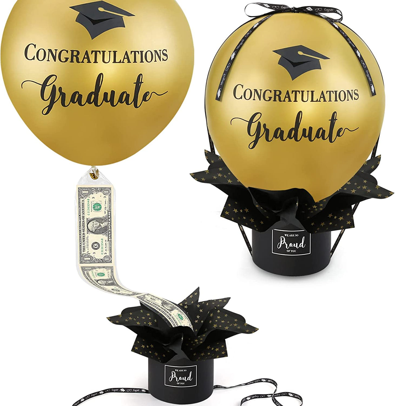 Surprise Cash Box, 2024 Graduation Gifts - Pull Money Balloon Box for Cash FC