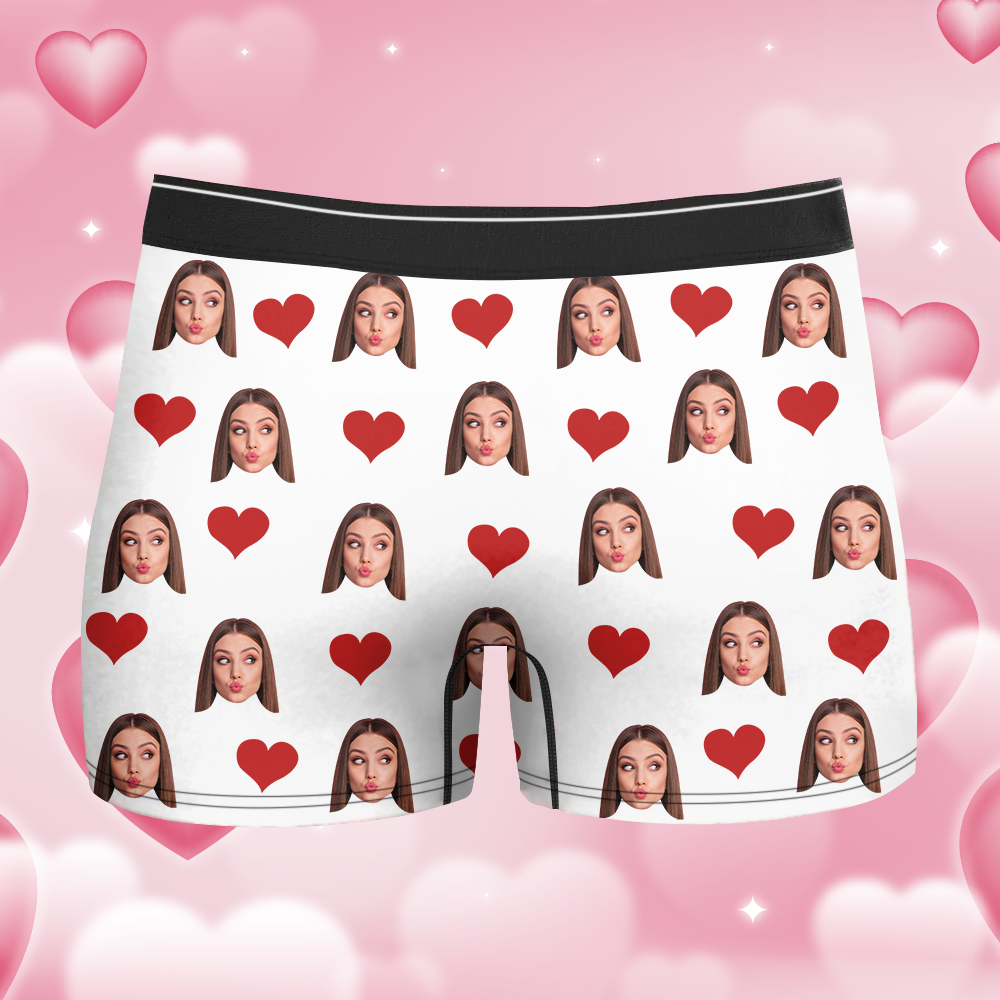 Custom It's Mine Photo Men's Boxer Briefs, Valentine Gift Ideas For Him AI