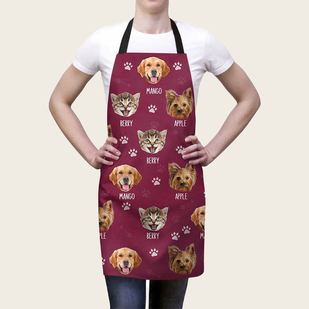 Custom Dog Cat Paws Photo Apron, Pet Lover Gift AI