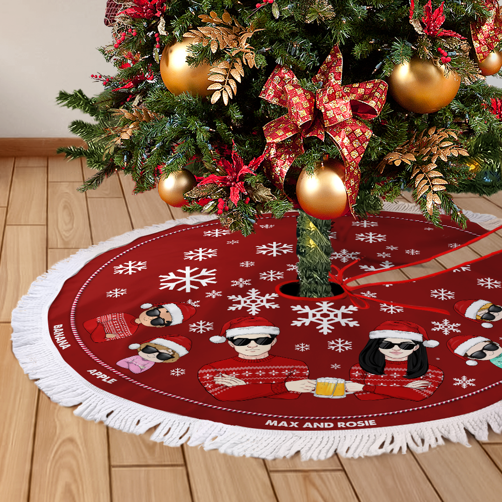 Personalized Family Member Xmas Tree Skirts, Chritsmas Decor, Gift For Family AB