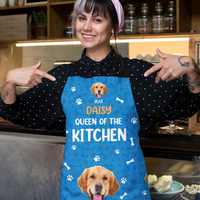 Thumbnail for Custom King / Queen Of The Kitchen Dog Cat Photo Apron, Kitchen Gift AI