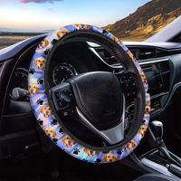 Thumbnail for Custom Hologram Tie Dye Photo Dog Cat Car Steering Wheel Cover, Pet Lover Gift FC