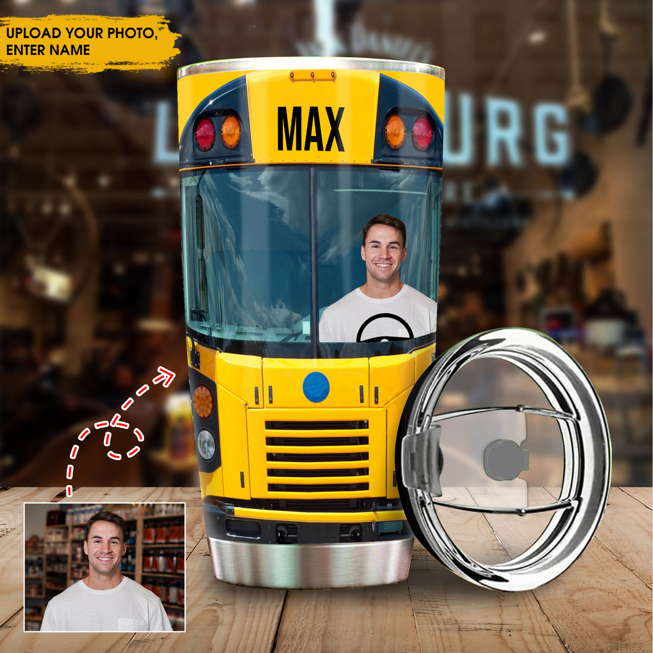 Custom Photo Bus Driver Tumbler, Gift For Bus Driver AA