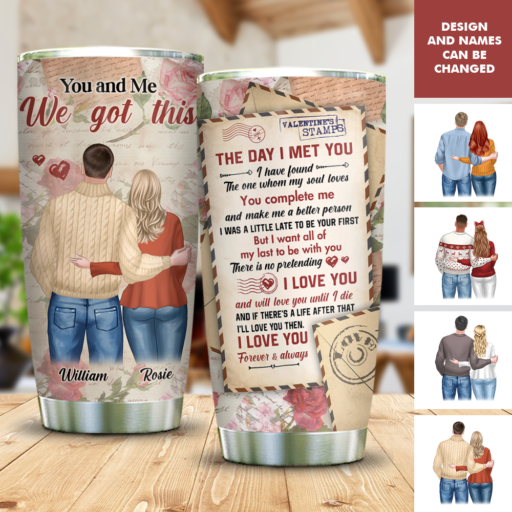 Personalized The Day I Met You Love Letter Couple Tumbler, Valentine's Day Gift AA