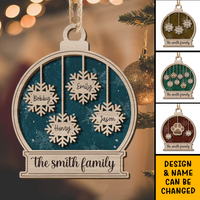 Thumbnail for Personalized Dog Lover Family Snow Globe Shaped 2 Layered Wood Christmas Ornament AE