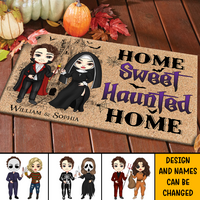 Thumbnail for Personalized Home Sweet Haunted Home Halloween Couple House Doormat AB