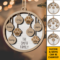 Thumbnail for Personalized Dog Lovers Family Round Shaped 2 Layered Wood Christmas Ornament AE