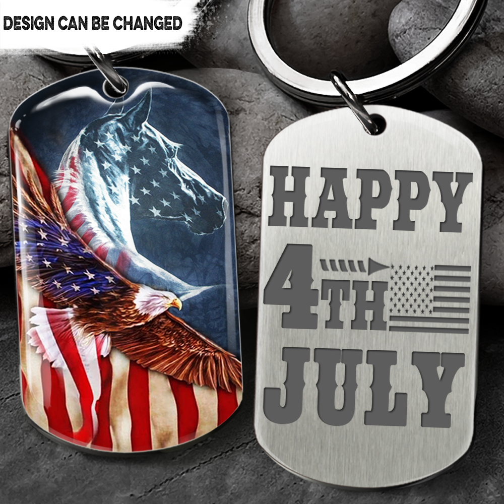 Happy US Independence Day- Personalized God America Keychain, Independence Day Gift AA