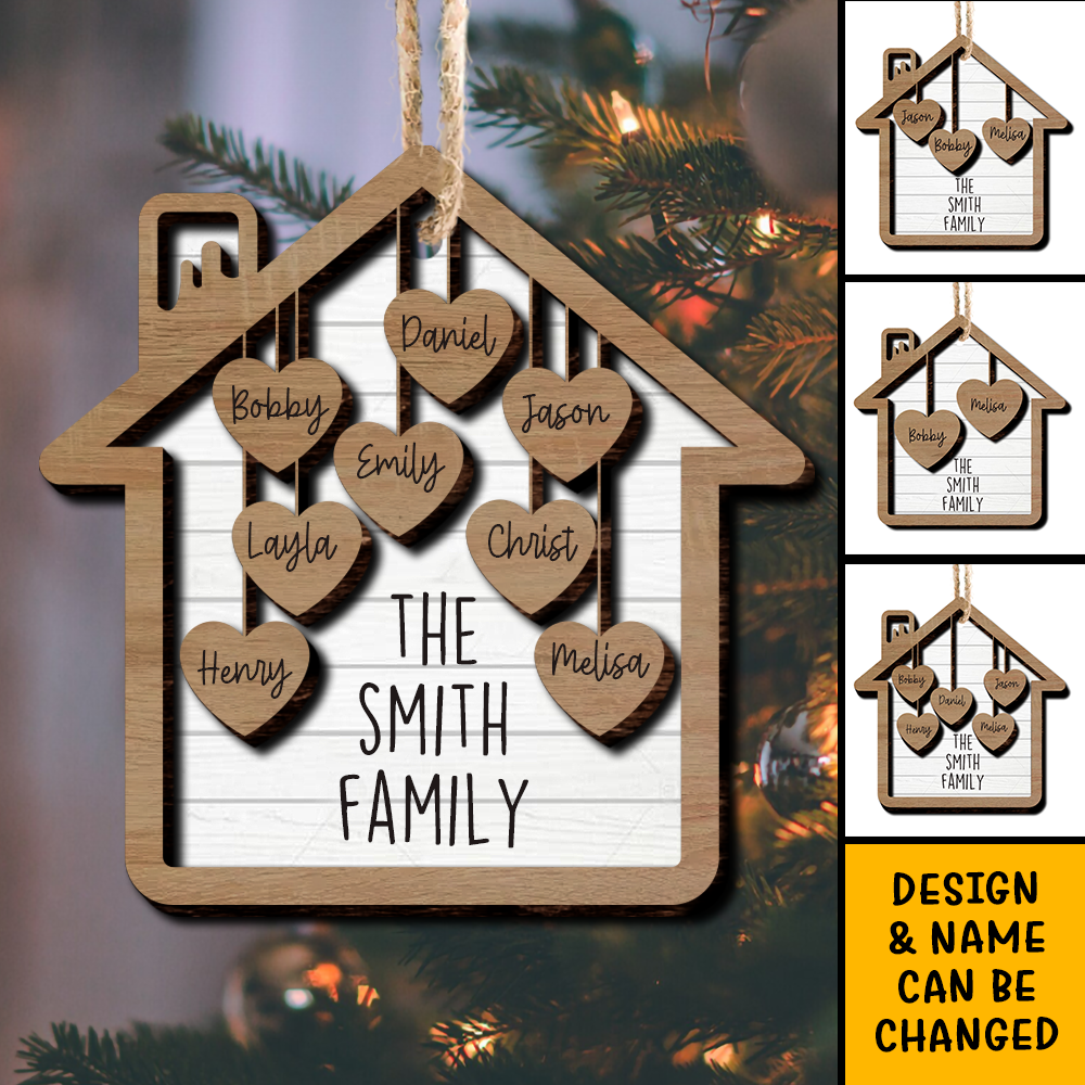 Together We Make A Family House 2 Layered Wood Custom Shape Christmas Ornament AE