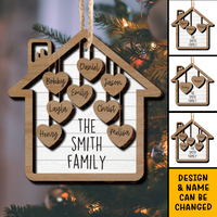 Thumbnail for Together We Make A Family House 2 Layered Wood Custom Shape Christmas Ornament AE