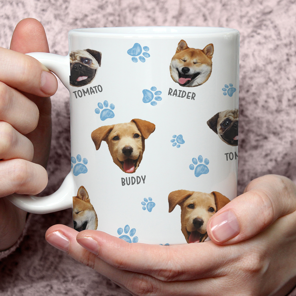 Dog Face Mix Paw Coffee Mug, Dog Lover Gift AO