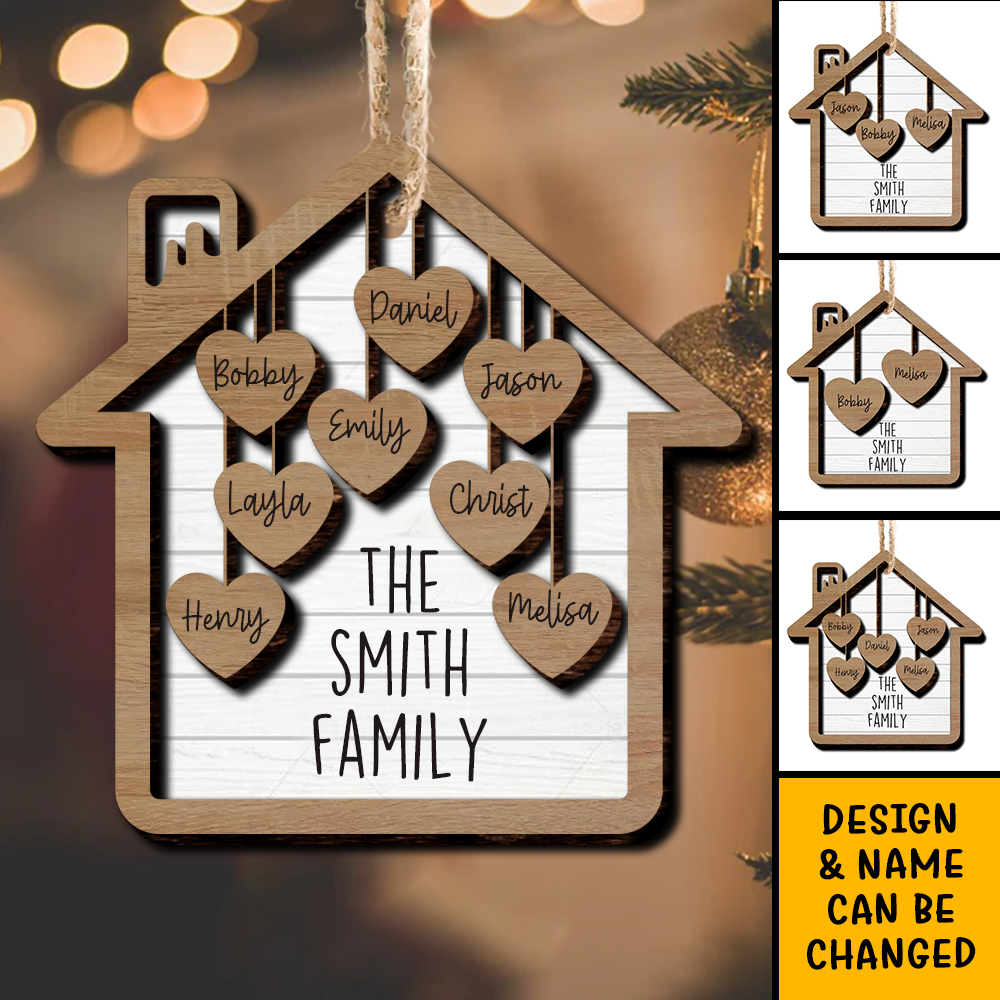 Together We Make A Family House 2 Layered Wood Custom Shape Christmas Ornament AE