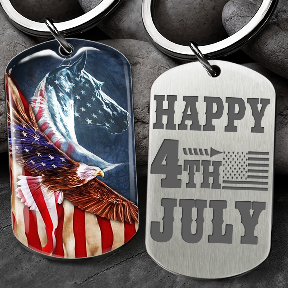 Happy US Independence Day- Personalized God America Keychain, Independence Day Gift AA