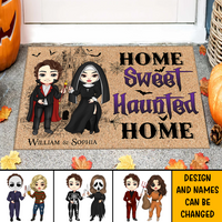 Thumbnail for Personalized Home Sweet Haunted Home Halloween Couple House Doormat AB