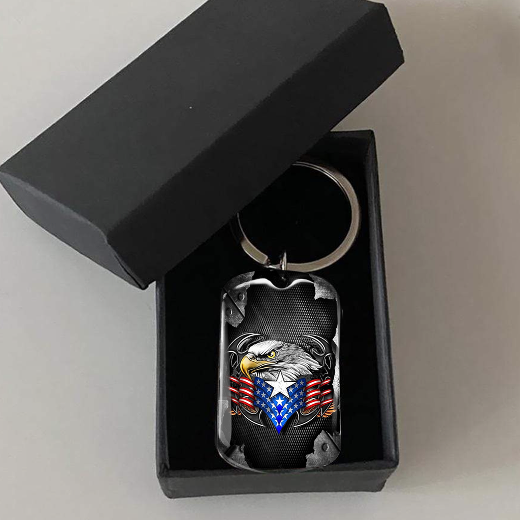 I Walked The Walk US Veteran  Metal Keychain, Independence Day Gift AA