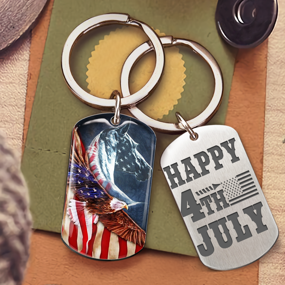 Happy US Independence Day- Personalized God America Keychain, Independence Day Gift AA
