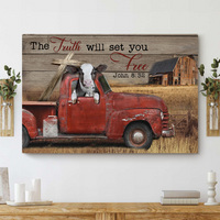 Thumbnail for The Truth Will Set You Free Cow Canvas Wall Art - For Cow Lover ,For Animal Lover, For Religion AK