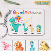 Thumbnail for Personalized Mamasaurus Mom Grandma Dinosaur Colorful Acrylic Keychain, Gift For Grandma JonxiFon