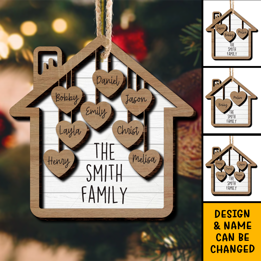 Together We Make A Family House 2 Layered Wood Custom Shape Christmas Ornament AE